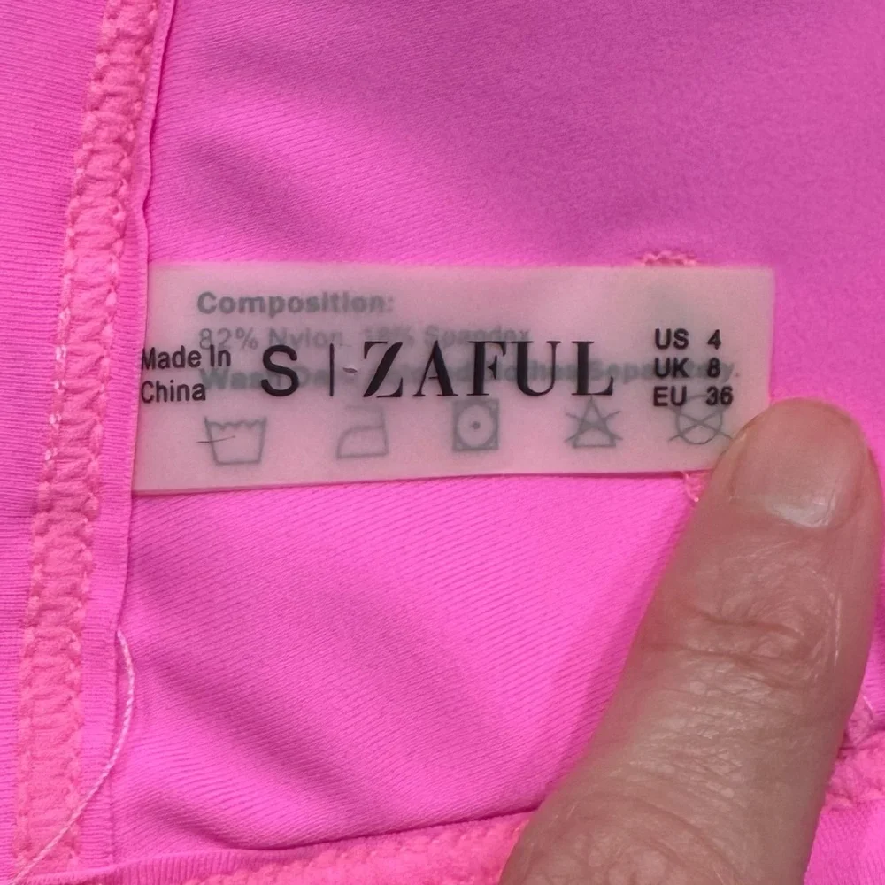 EUC‎ Zaful Pink Sequin Triangle Bikini Top Small Iridescent Mermaid Tie Back